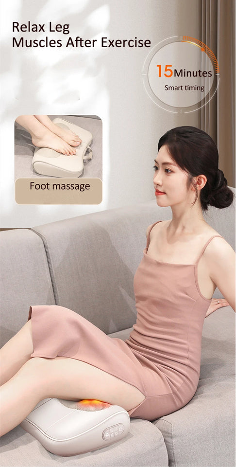 Heated Massage Pillow for Neck & Back – Multi-Function Shiatsu Massager for Shoulders, Waist & Finger Relaxation Massage