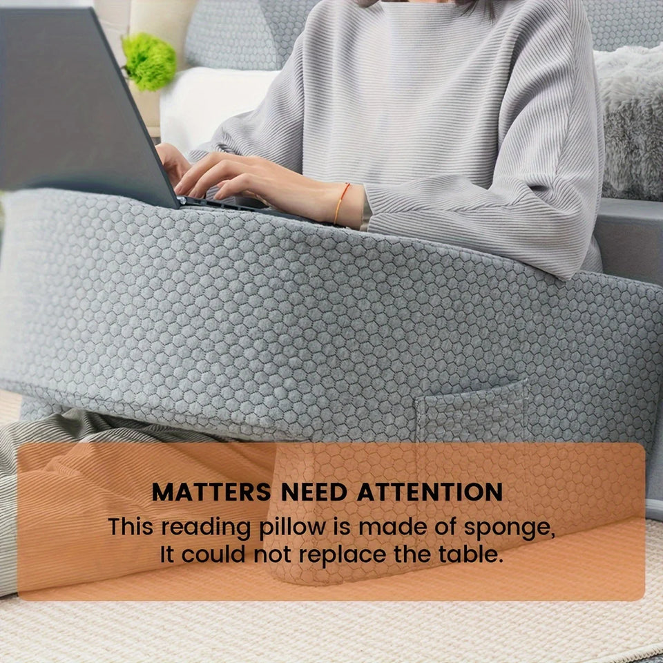 Extra Large Memory Foam Reading Pillow – Bed Rest Back & Arm Support Cushion for Gaming, Working & Relaxation (Removable Cover)