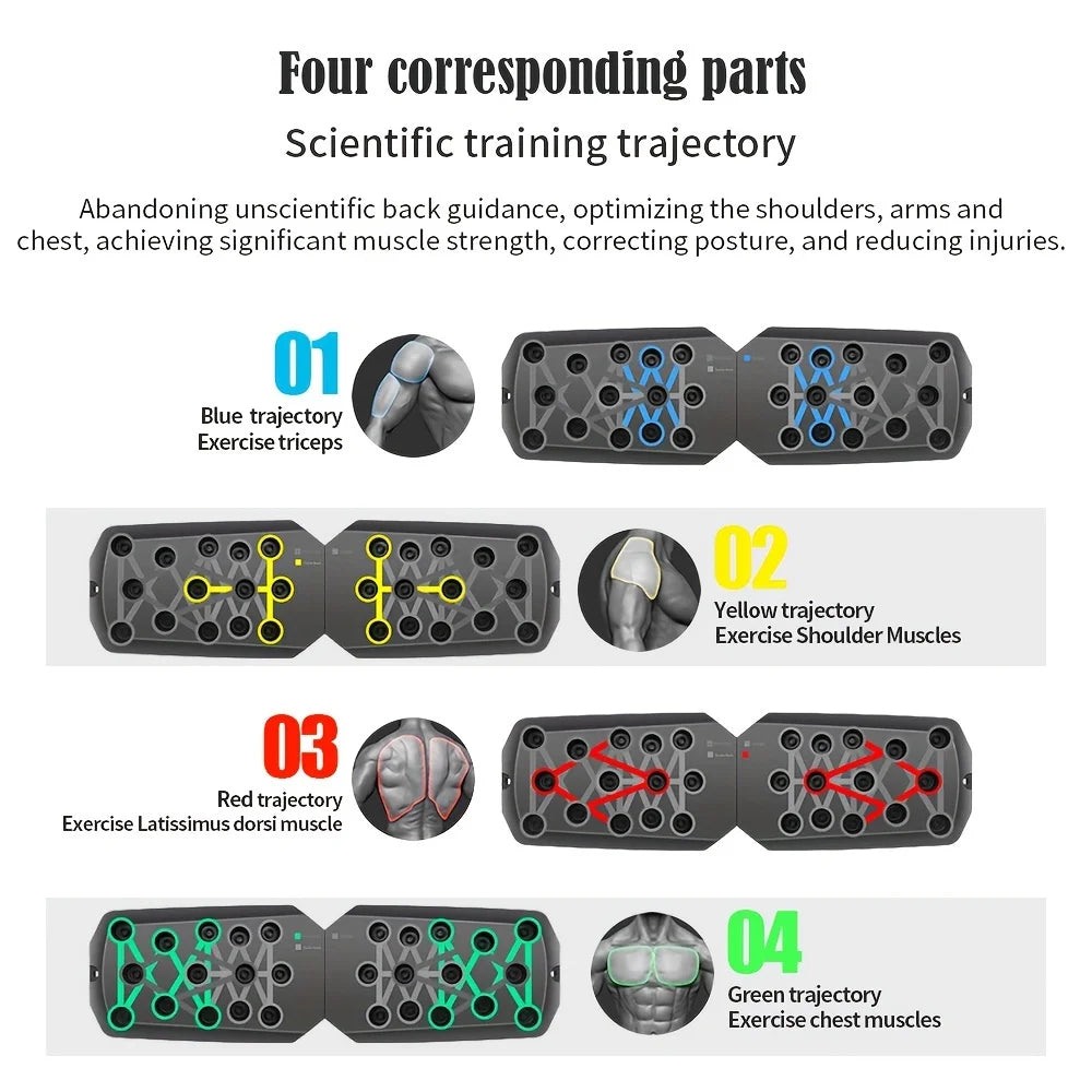 Portable Folding Push-Up Board – Multi-Functional Anti-Slip Fitness Mat with Handles for Chest, Arms & Core