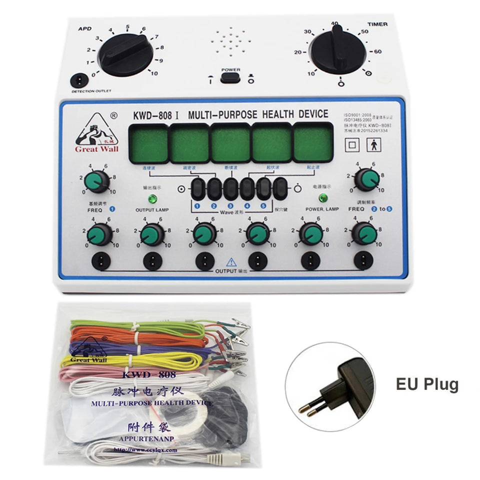 Electric Acupuncture Stimulator Machine Electrical Nerve Muscle Stimulator 6 Channels Output Patch Massager Health Care KWD808-I