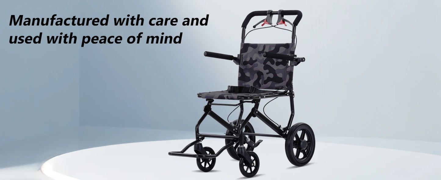 Lightweight Adult Push Wheelchair – Ultralight Aluminum Folding Transport Chair, Airline Approved, Safe & Stable