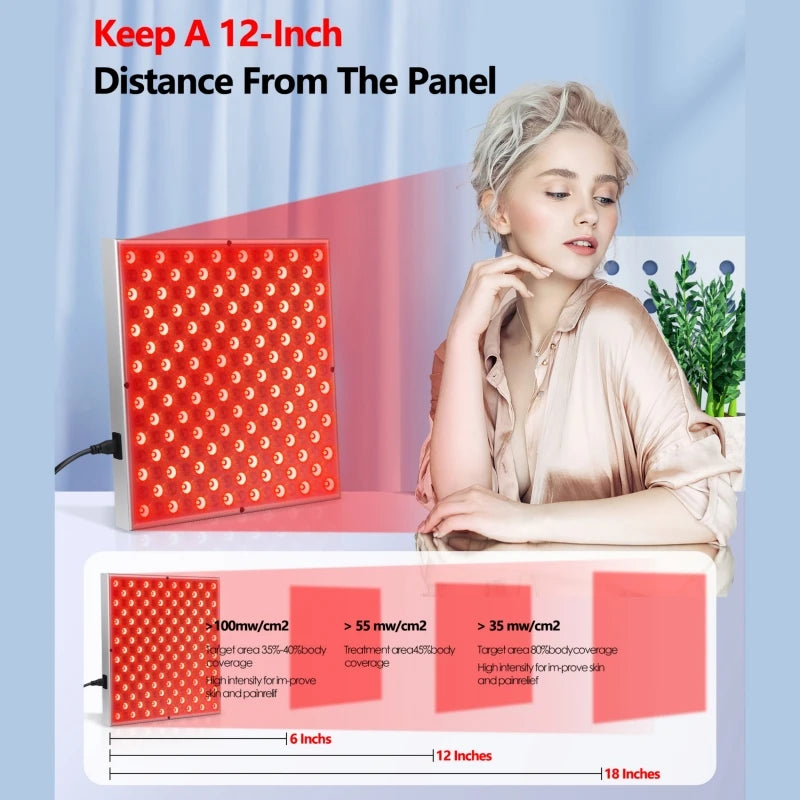LED Red Light Therapy Panel Lamp – 225 LEDs for Facial Anti-Aging, Skin Care & Body Pain Relief