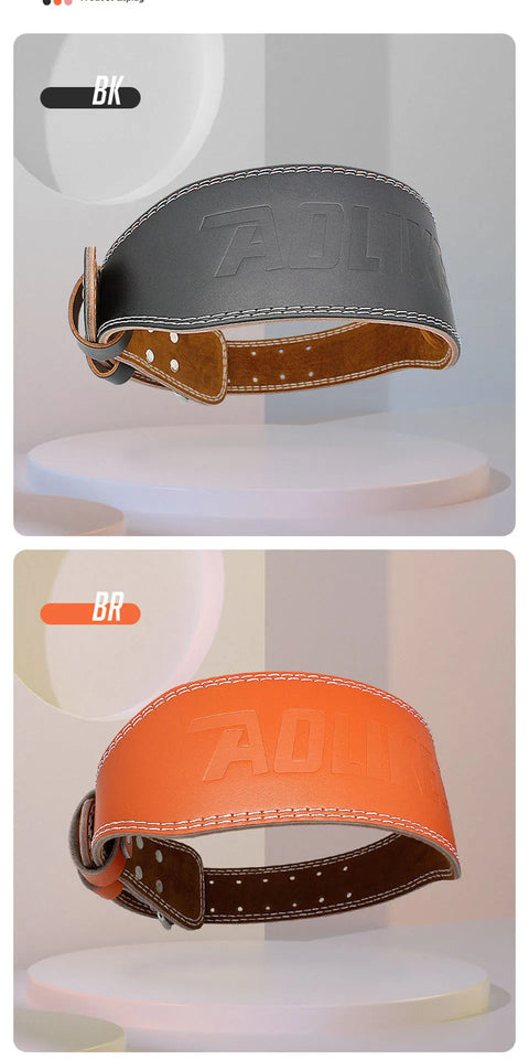 AOLIKES Cowhide Weightlifting Belt – Lumbar Support Gym Belt for Squats & Bodybuilding