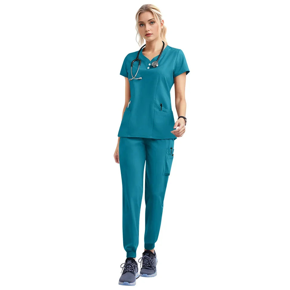 Women's Medical Scrubs Jogger Set – Doctor & Nurse Surgical Uniform