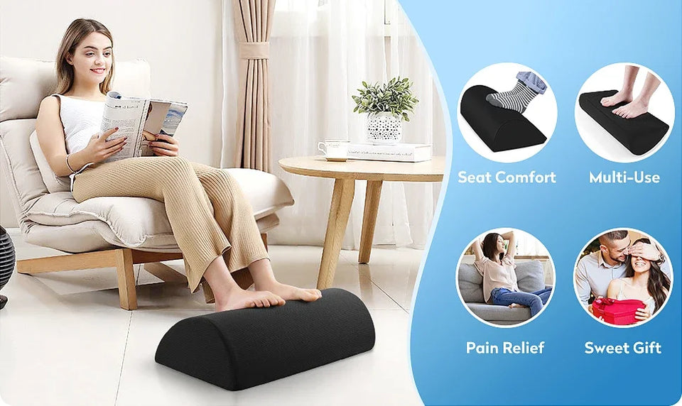 Ergonomic Memory Foam Foot Rest – Non-Slip Washable Under-Desk Foot Stool for Fatigue Relief