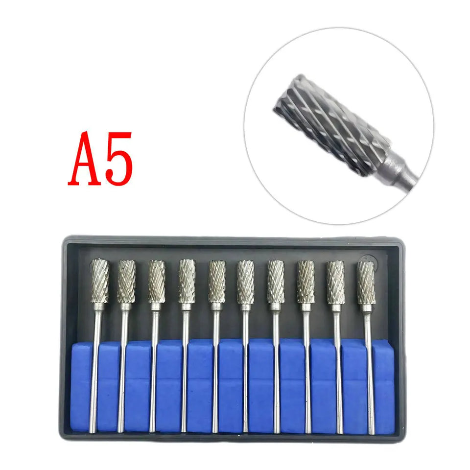 10PCS Assorted Tungsten Steel Dental Polisher Burs – 2.35MM Low-Speed Handpiece Drill Bits for Dental Lab
