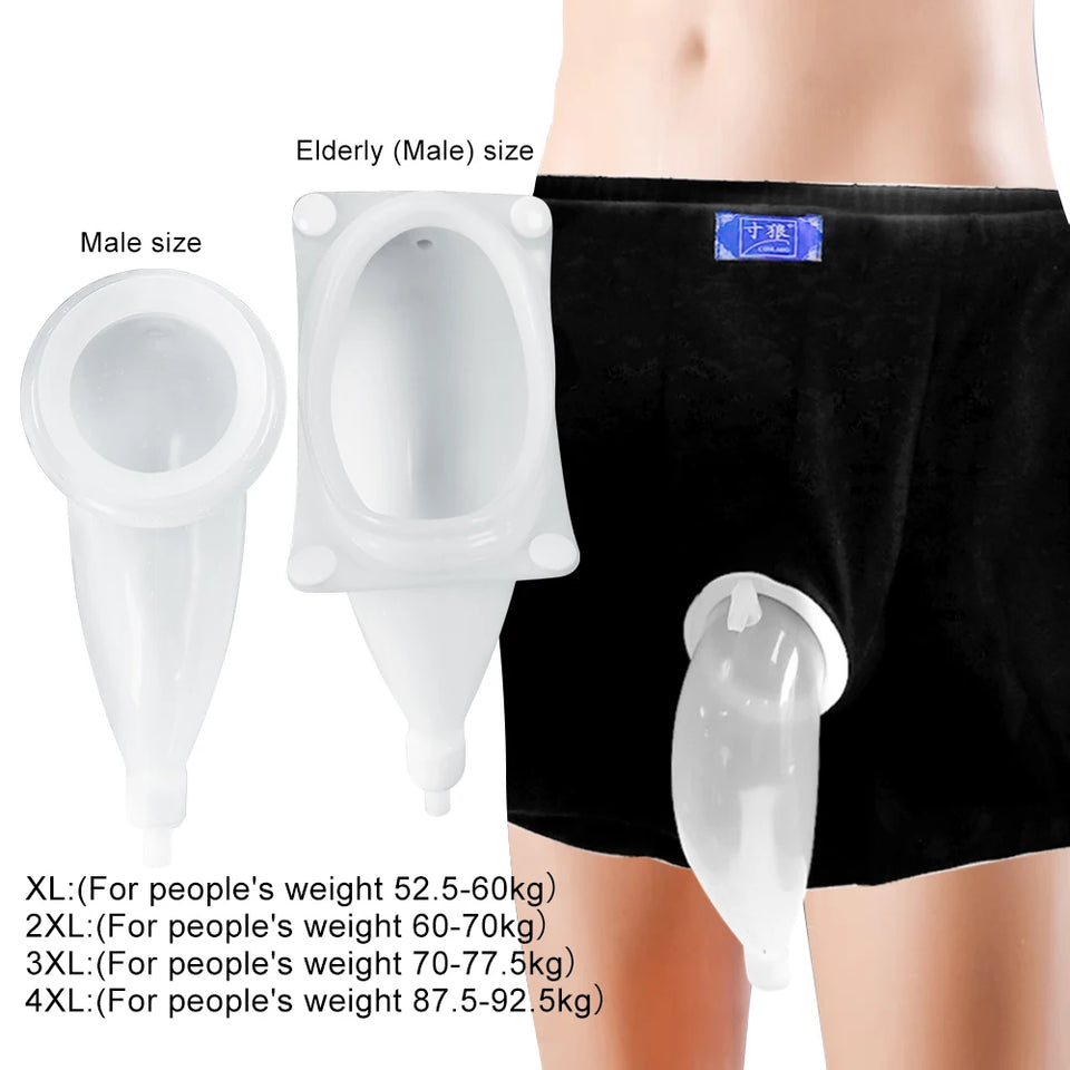 Reusable Male Wearable Silicone Urine Bag with Catheter & Drainage System