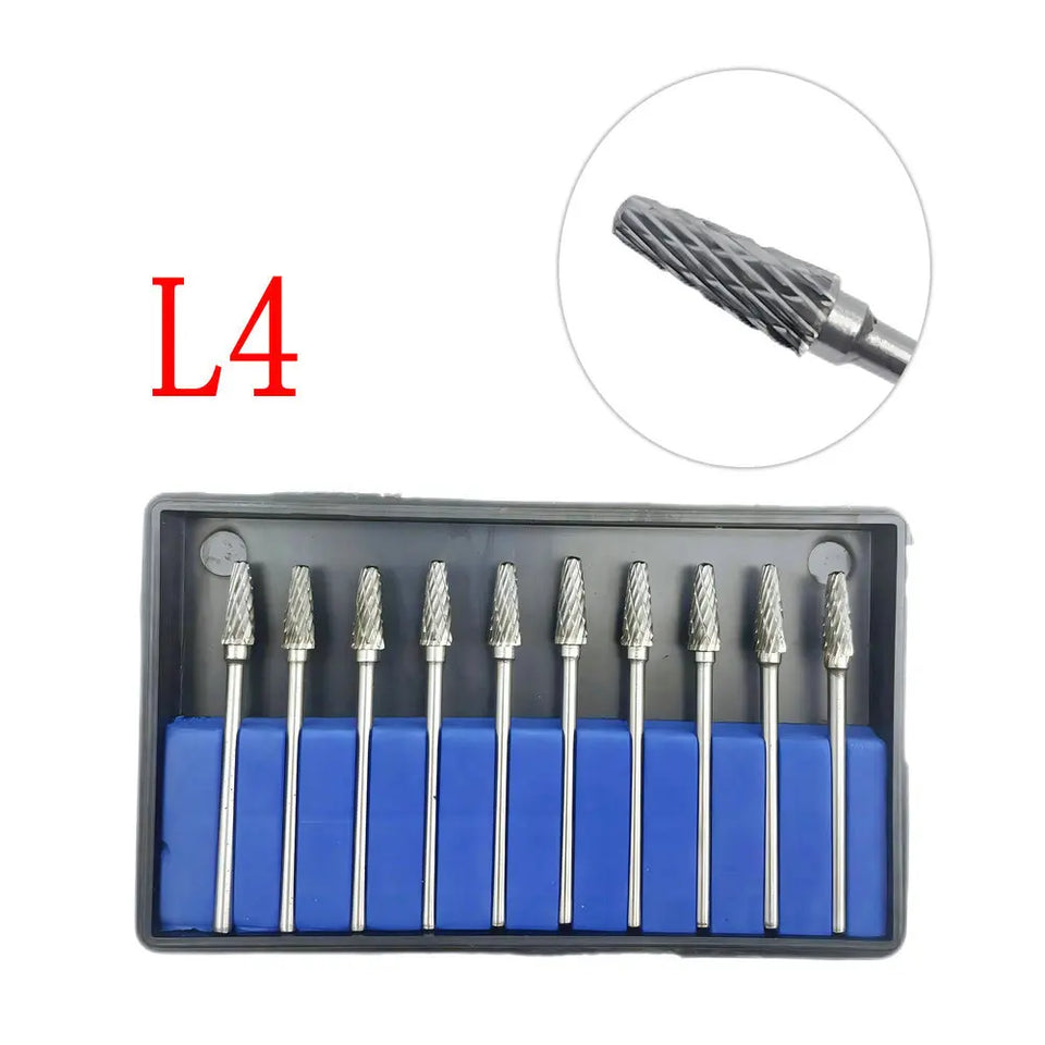 10PCS Assorted Tungsten Steel Dental Polisher Burs – 2.35MM Low-Speed Handpiece Drill Bits for Dental Lab
