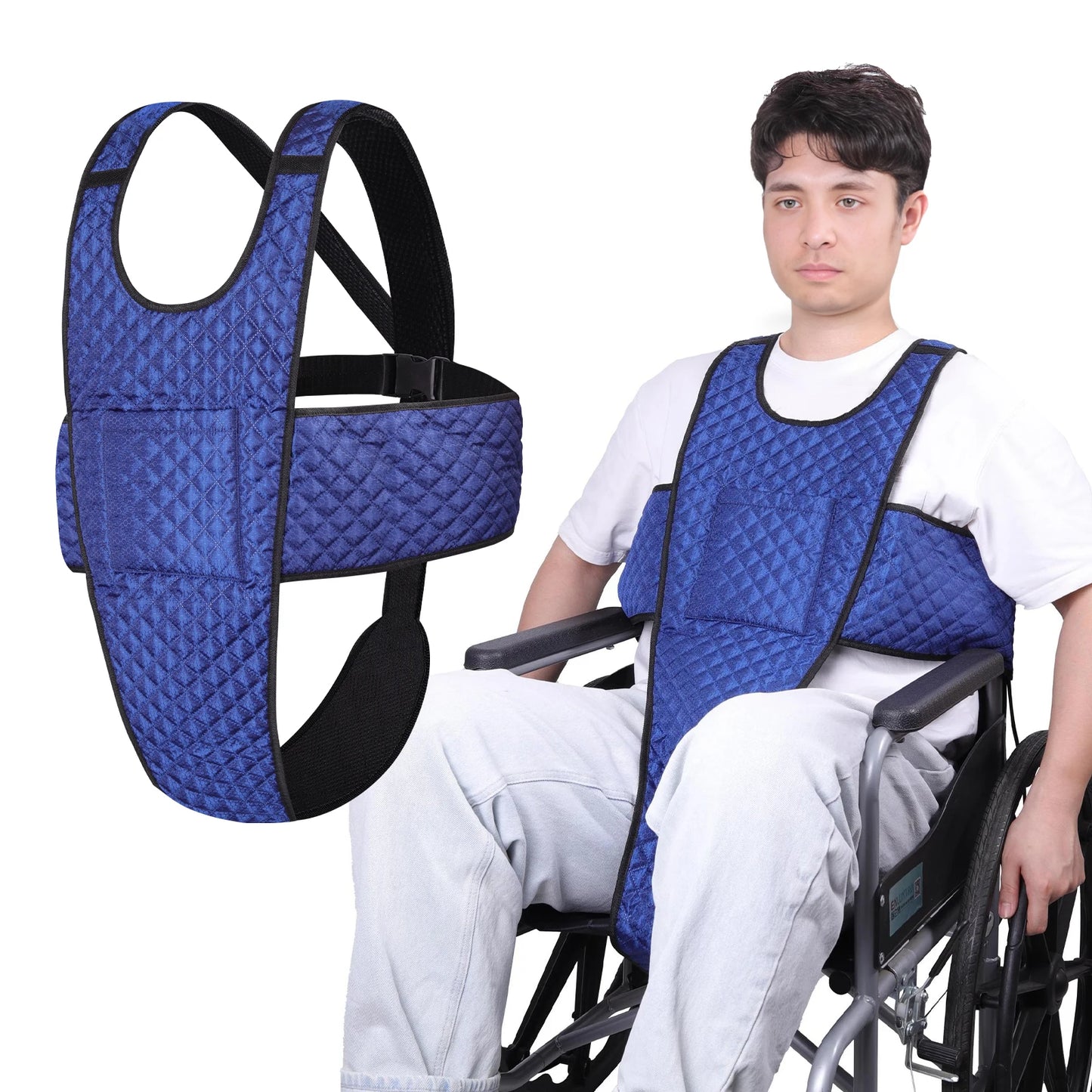 Lefeke Wheelchair Safety Seatbelt – Non-Slip, Drop-Resistant Belt with Pocket & Adjustable Buckle Straps