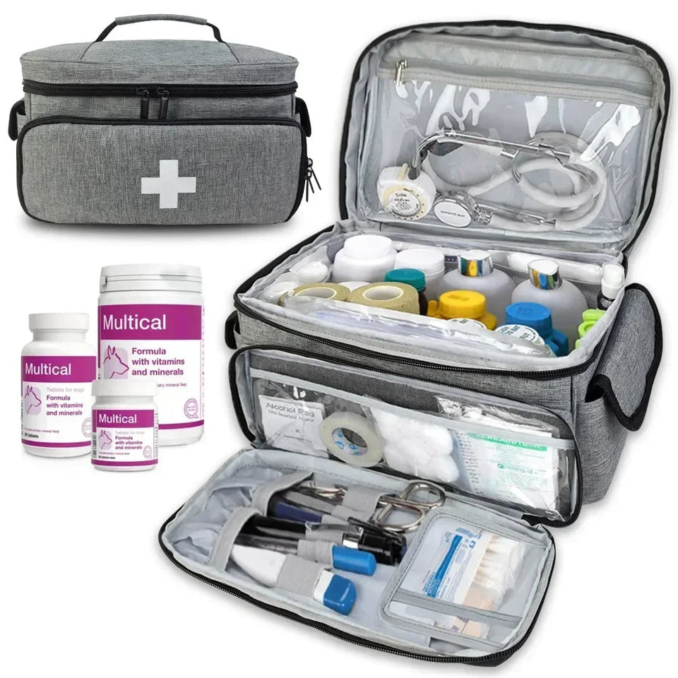 Portable Travel First Aid Kit & Medicine Storage Organizer Bag