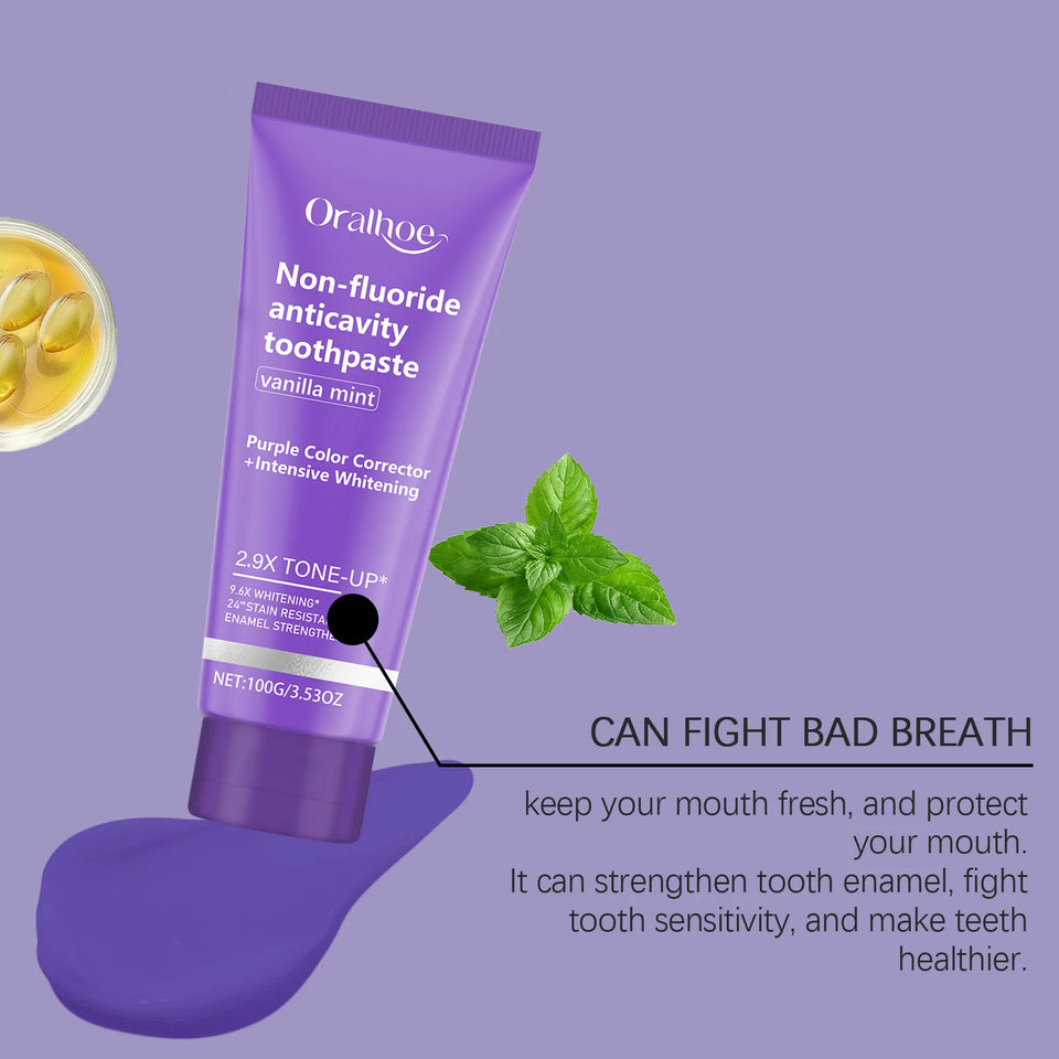 Teeth Restoration Mineral Powder – Purple Whitening Toothpaste for Stain Removal, Fresh Breath & Oral Care