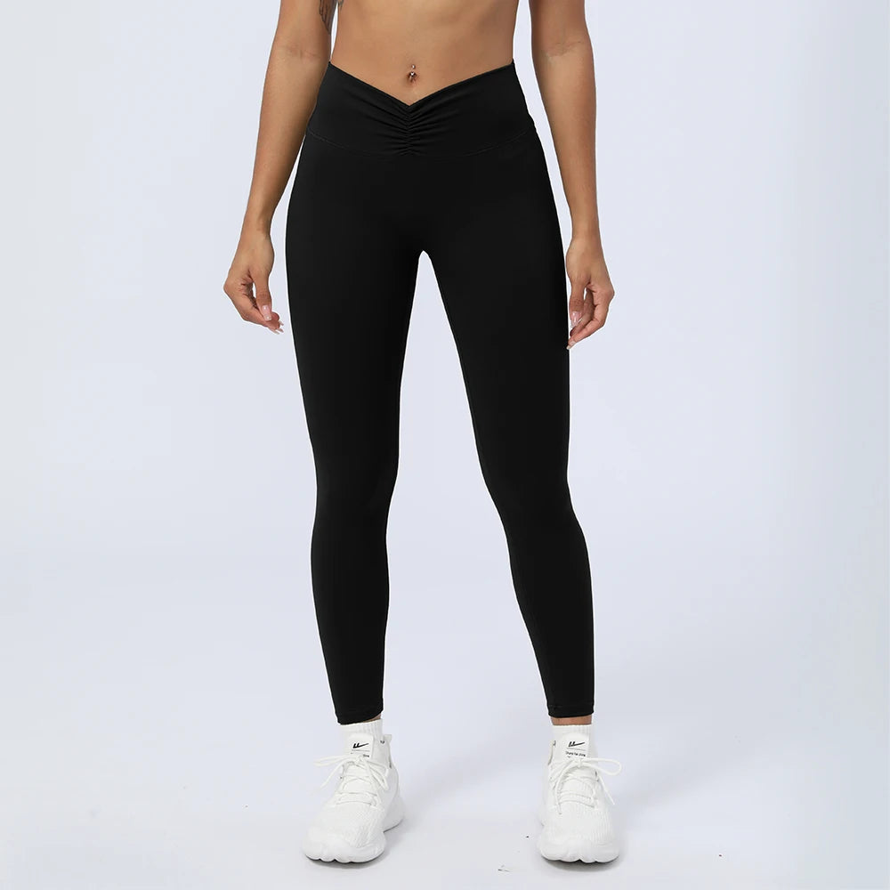 Women’s Seamless Fold-Over Fitness Leggings – Running & Yoga Pants with Butt-Lifting Design