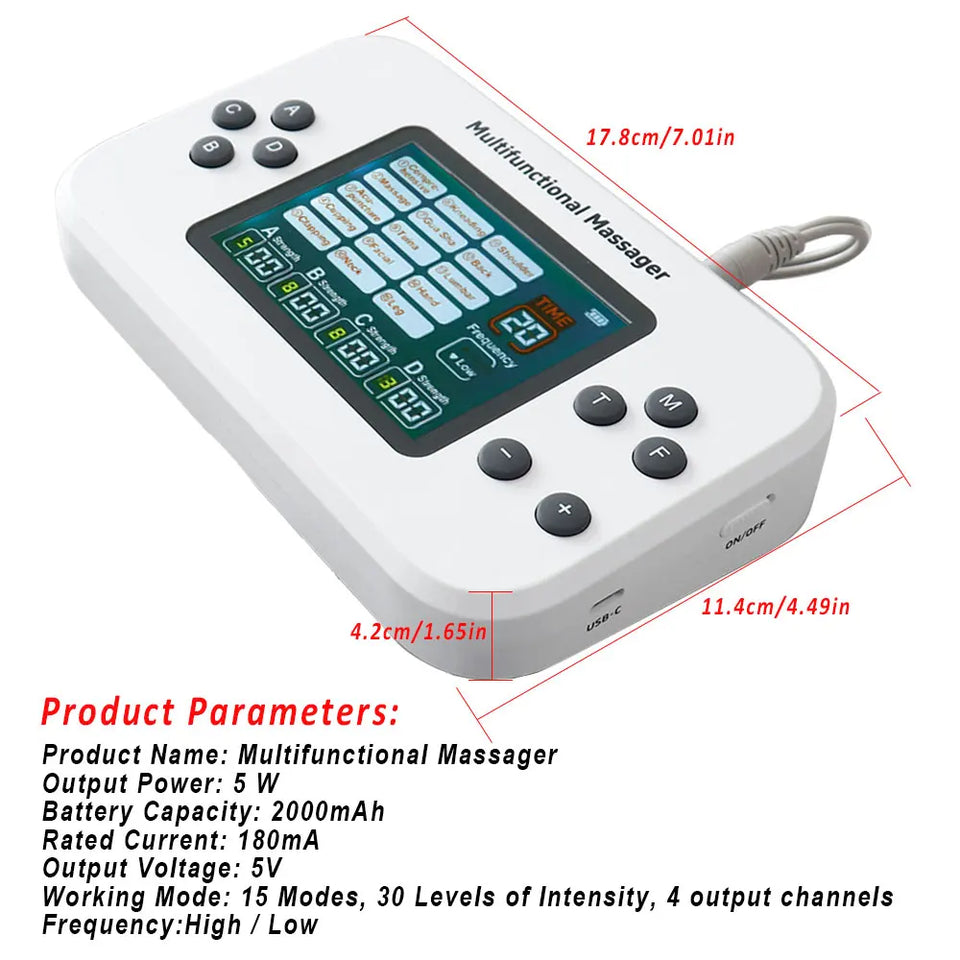 30 Levels 15 Modes Electric Tens Relax Muscle Stimulator EMS Acupuncture Body Facial Massager Digital Therapy Slimming Machine