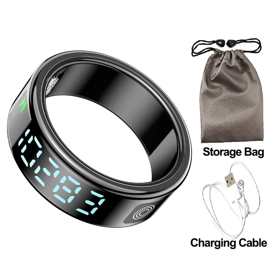 2025 SR08 Smart Ring – LED Display, Heart Rate & SpO₂ Monitor, 5ATM Waterproof Fitness Ring for Men & Women