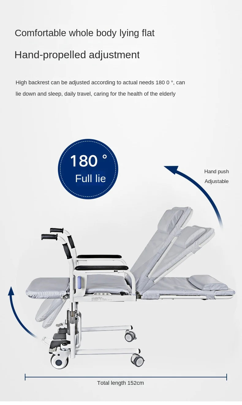 2-in-1 Bed Fold Chair with Hydraulic Lift – Paralyzed & Disabled Elderly Nursing Transfer Chair with Walker Support
