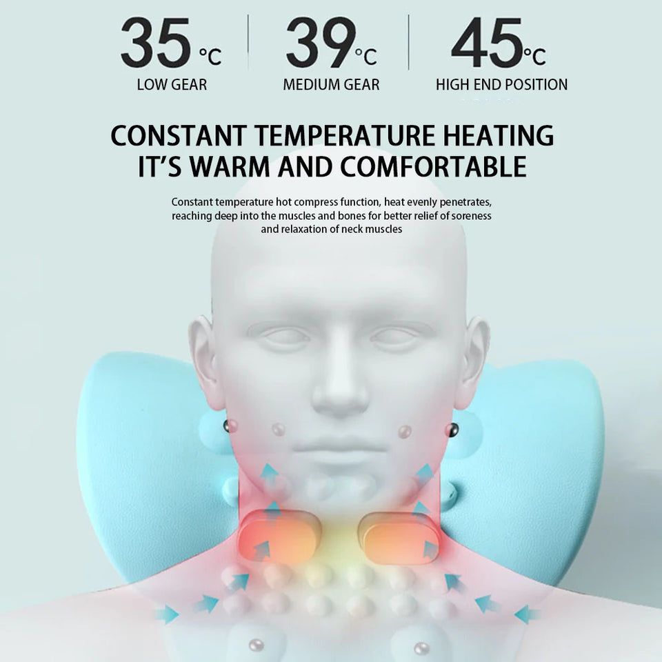 Multifunction EMS Electrotherapy Heating Cervical Spine Pillow Wireless Ergonomic Acupressure Neck Pillow for Relax Pain Relief