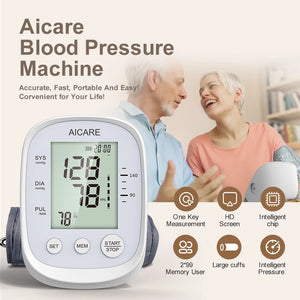 Aicare Digital Upper Arm Blood Pressure Monitor – Automatic BP & Pulse Rate Tracker with Large Adjustable Cuff