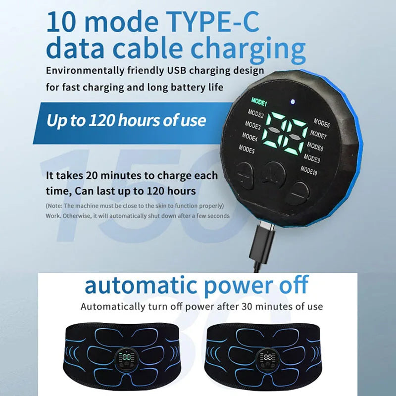 Smart USB Rechargeable Abdominal Toning Belt – Muscle Trainer & Massager