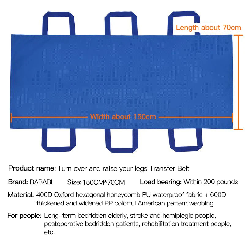 Elderly & Disabled Transfer Belt – Nursing Shift Pad & Turn Over Aid for Bedridden Patient Mobility