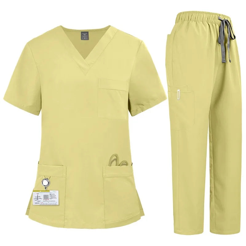 Quick-Dry Elastic Plus-Size Lab Uniform Set for Men & Women
