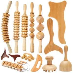 Wooden Massage Tools Wood Lymphatic Drainage Massager Anti Cellulite Body Shaping Tools for Beauty, Gua Sha, Sore Muscle Relief