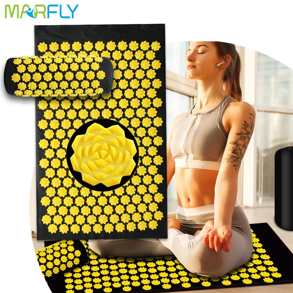 Pranamat Eco Lotus Spike Mat Acupuncture Massage Cushion Kuznetsov's Applicator for Neck Foot Back Yoga Acupressure Massage Mat
