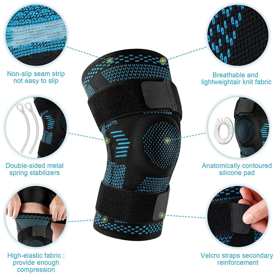 Sports Knee Brace with Side Stabilizers & Patella Gel – Compression Sleeve for Meniscus Tear, Knee Pain, Injury Recovery