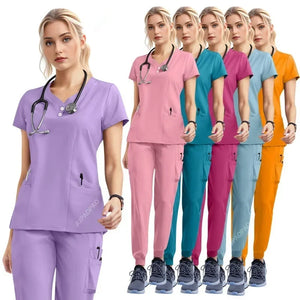 Women's Medical Scrubs Jogger Set – Doctor & Nurse Surgical Uniform