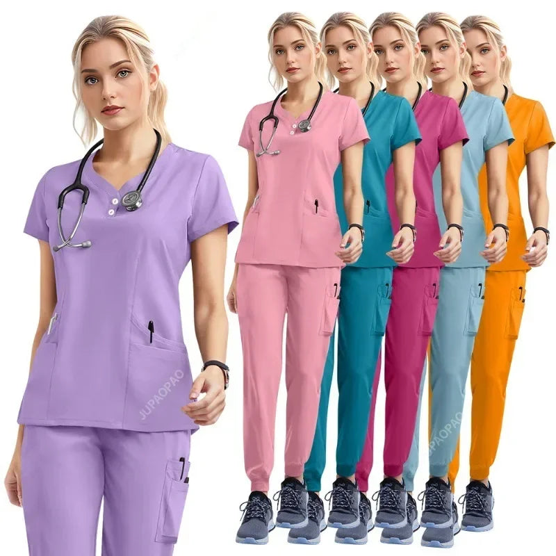 Women's Medical Scrubs Jogger Set – Doctor & Nurse Surgical Uniform