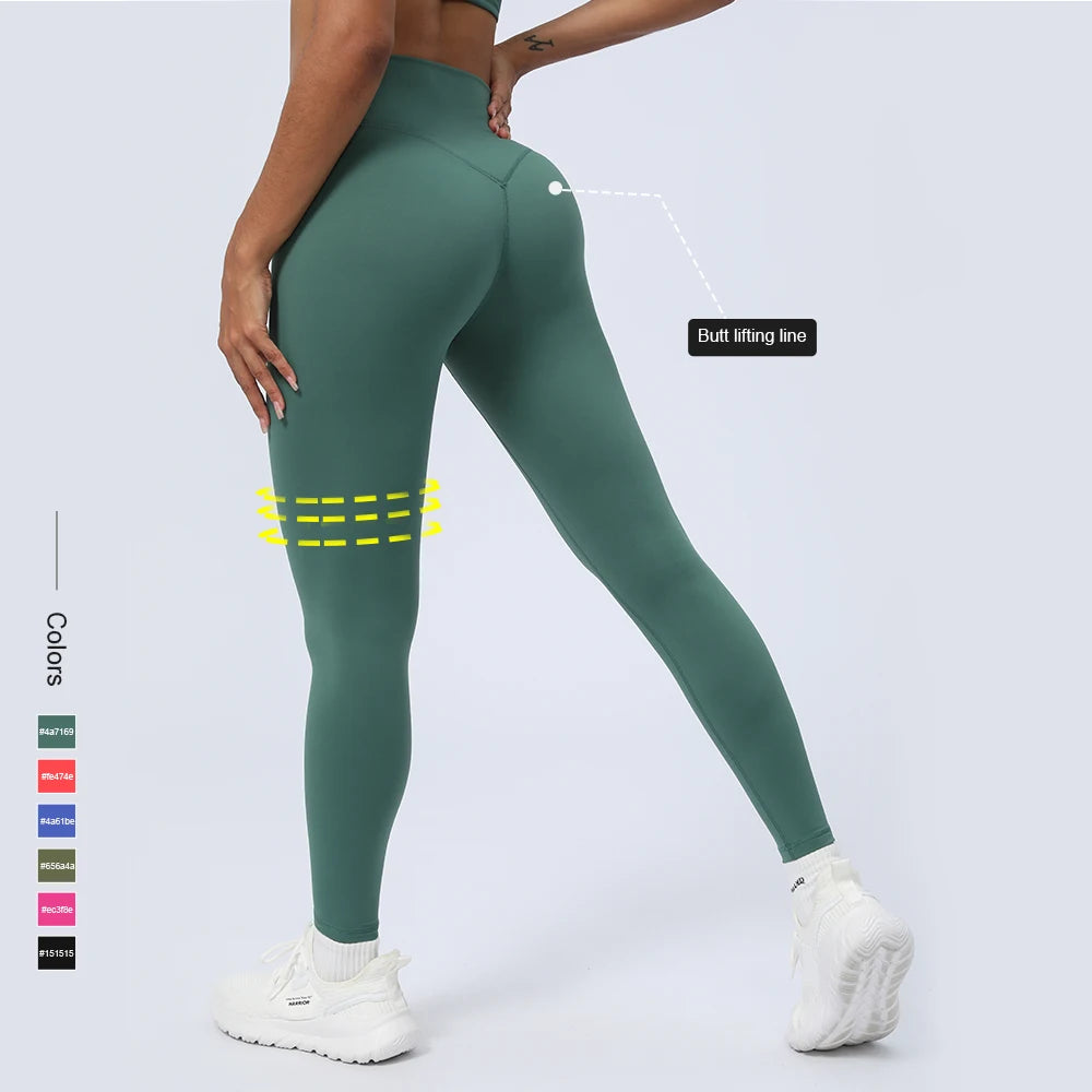 Women’s Seamless Fold-Over Fitness Leggings – Running & Yoga Pants with Butt-Lifting Design