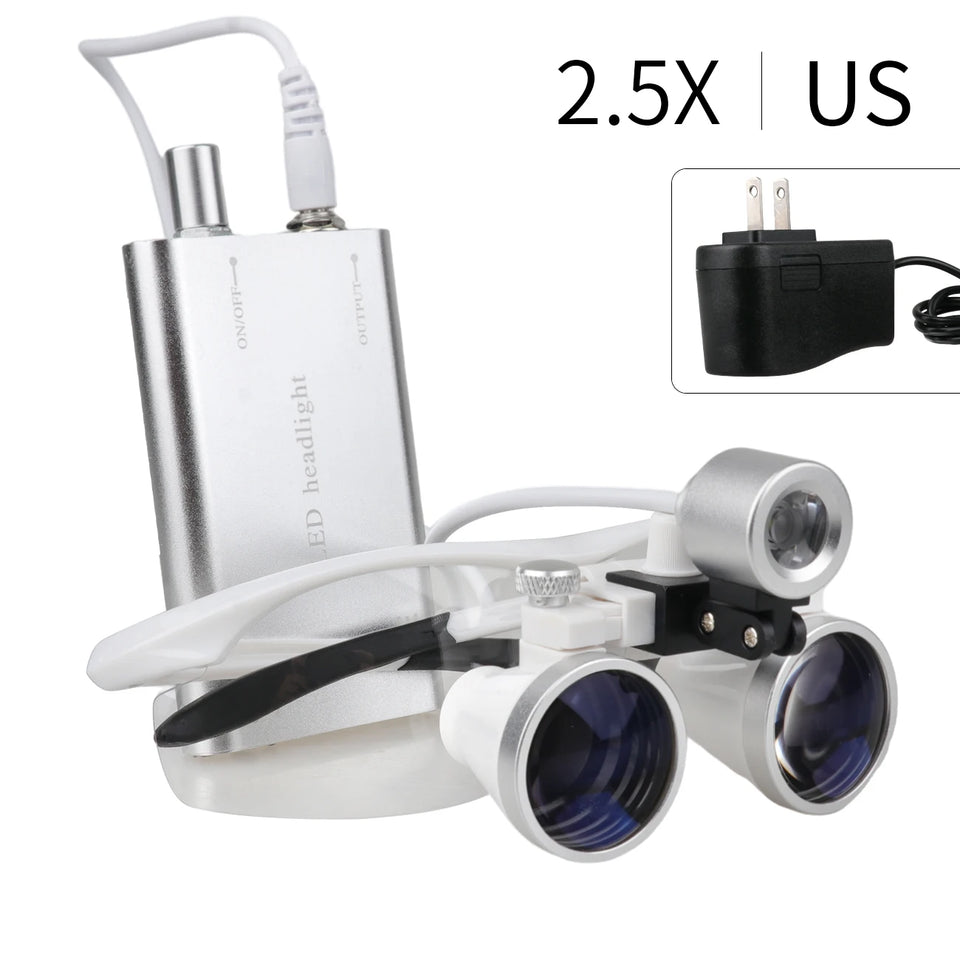 Dental Surgical Loupes 2.5X/3.5X with LED Light – Medical Magnifying Glasses for Dentistry & Surgery