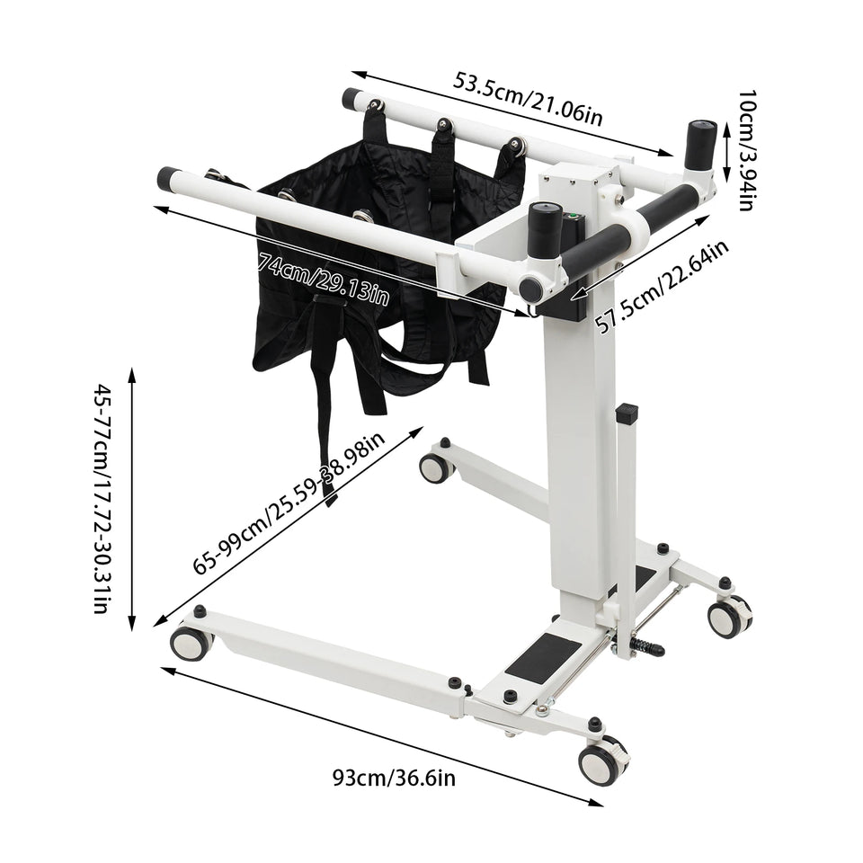 Electric Adjustable Patient Lift Transfer Chair – Foldable Handicap Shower & Commode Toilet Seat for Elderly Home Care