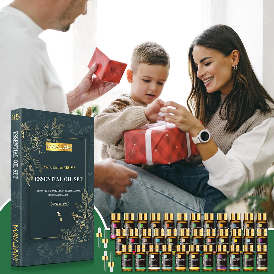 MAYJAM 35-Piece Essential Oil Set for Diffusers, Candle Making, Massage & Aromatherapy Gift Box