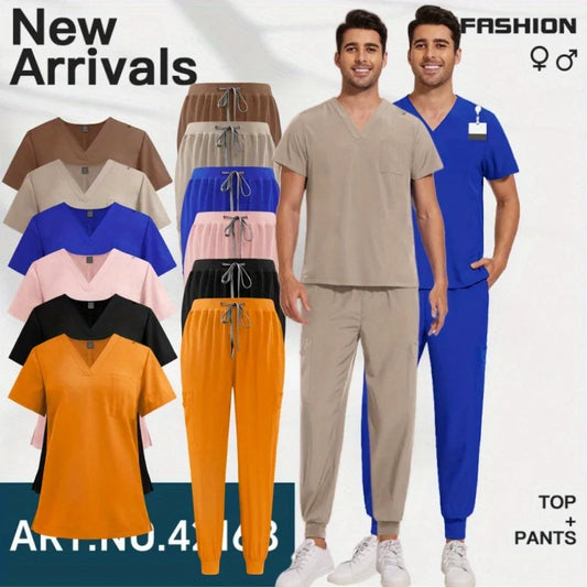 V-Neck Medical Scrub Set – Jogger-Style Uniform for Nurses, Doctors, Pet Clinics & Beauty Salons