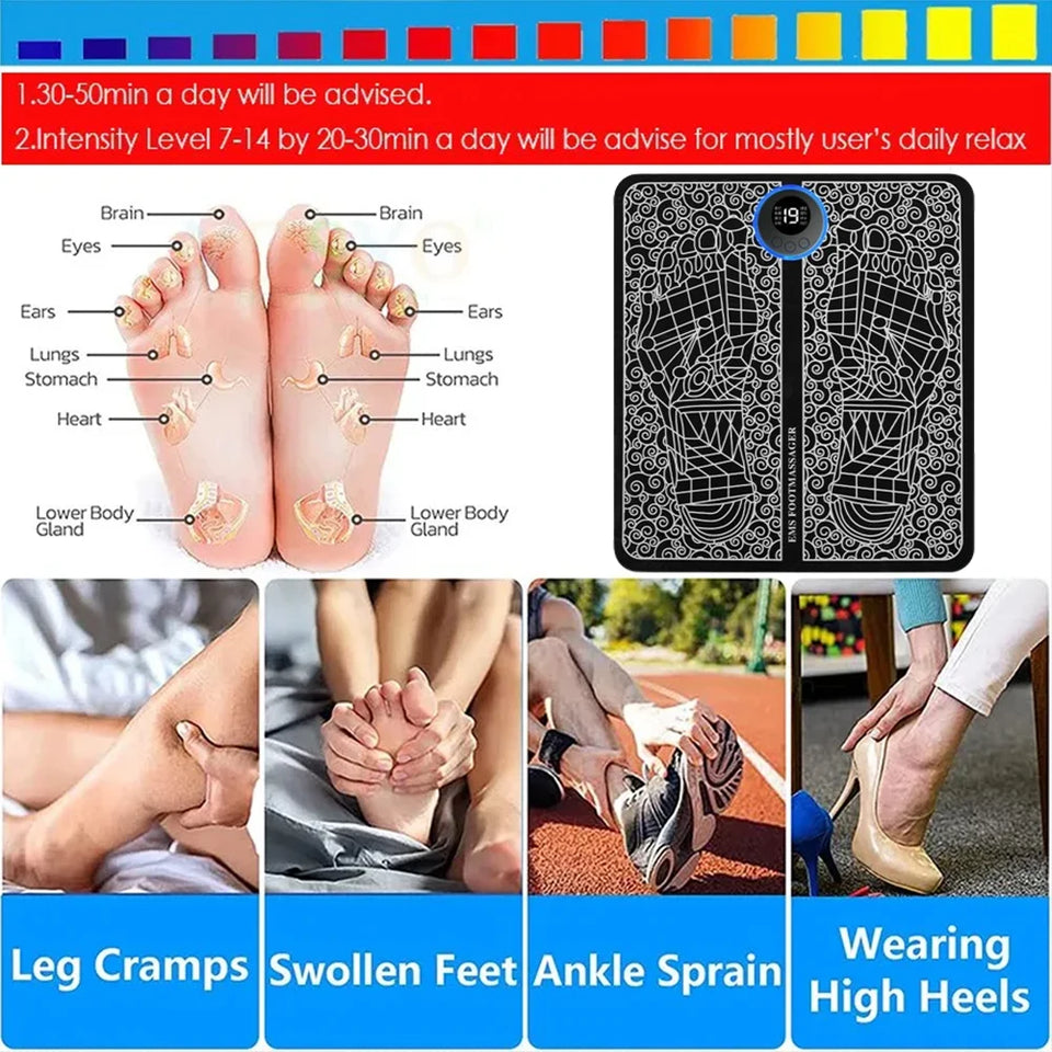 EMS Foot Massager Relaxation Pads Electric Massage Tool To Relieve Sore Feet Leg Cramps Ankle Sprain Swollen Feet Care