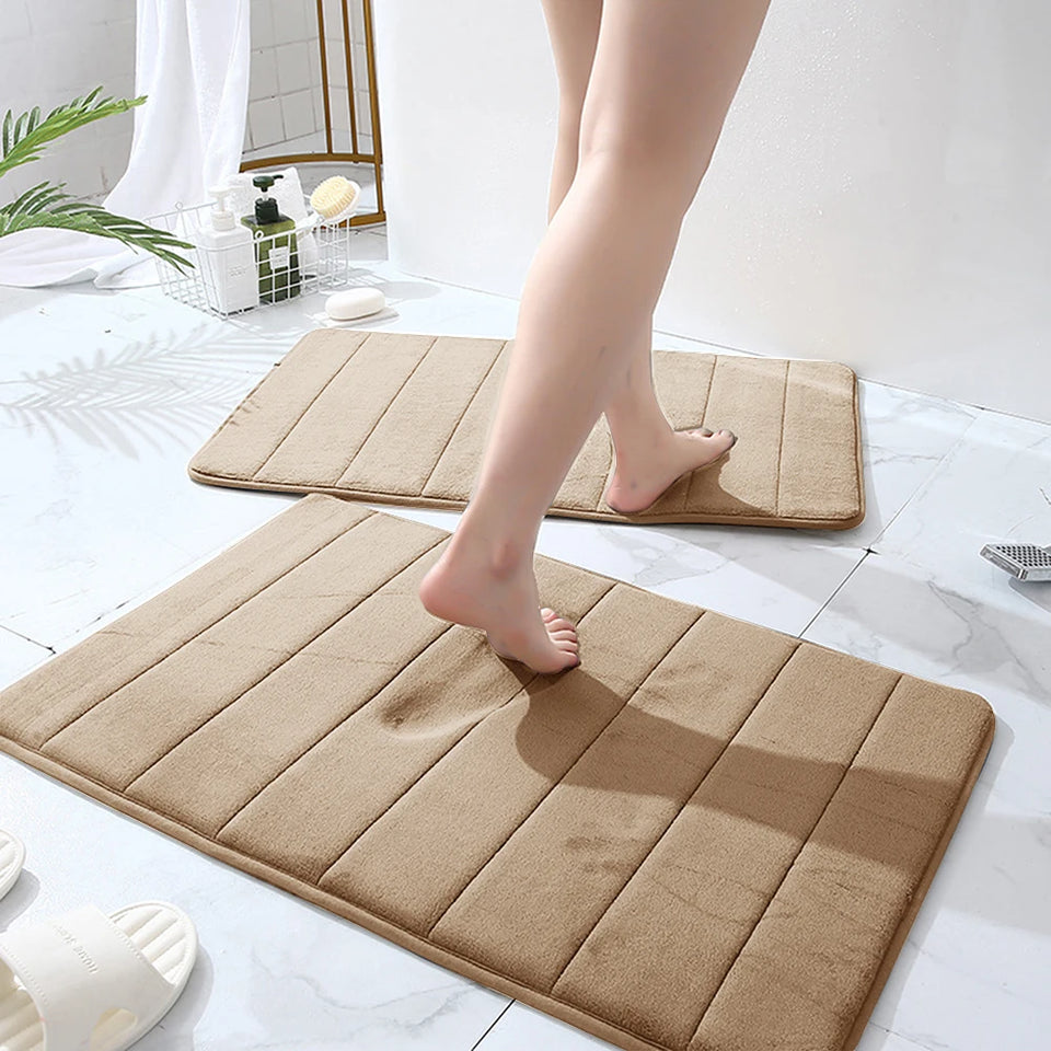 3-Piece Non-Slip Memory Foam Bath Mat Set – Soft, Quick-Dry Bathroom Rugs, Machine Washable
