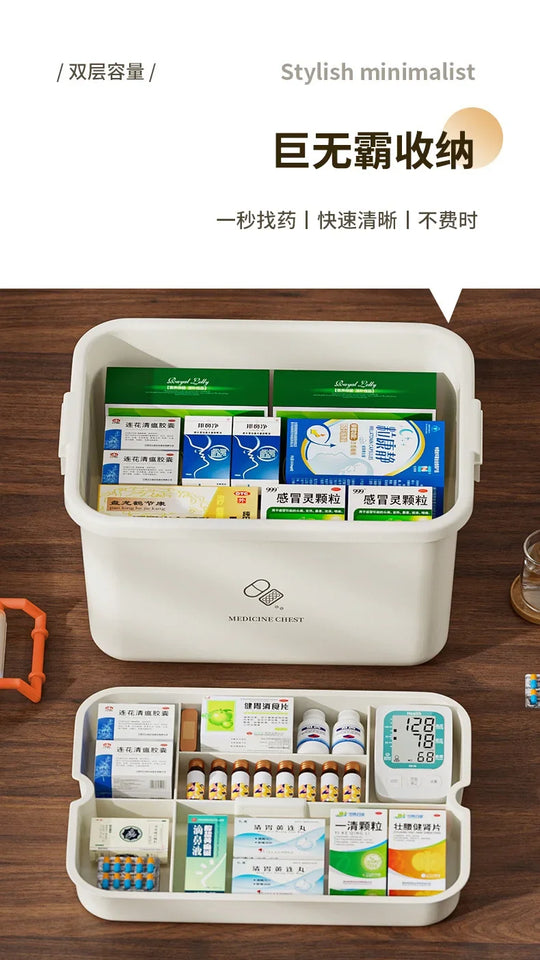 Large Capacity Portable First Aid Kit with Multi-layer Medicine Storage – Family Emergency Medical Box