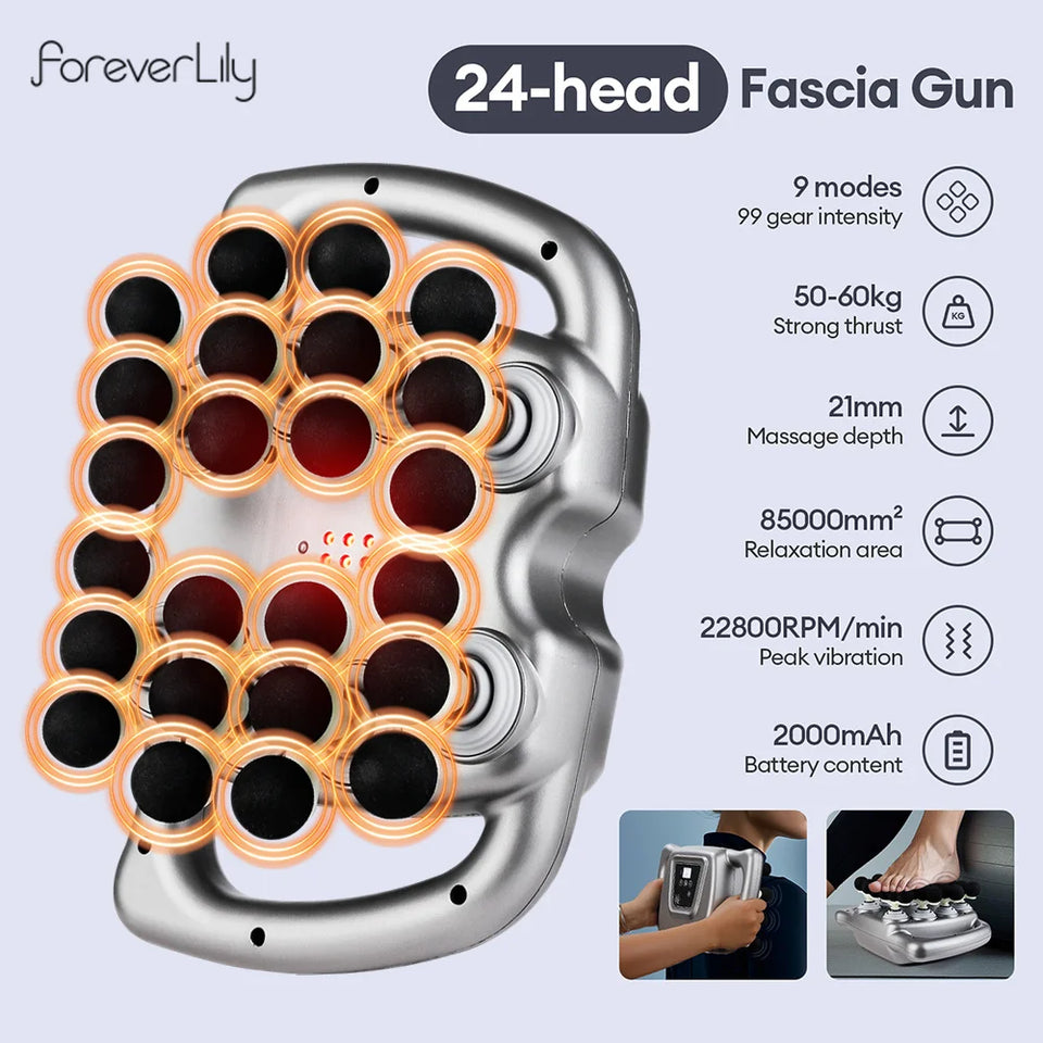 24-Head Fascia Massage Gun – 99 Speed High-Frequency Percussion Massager