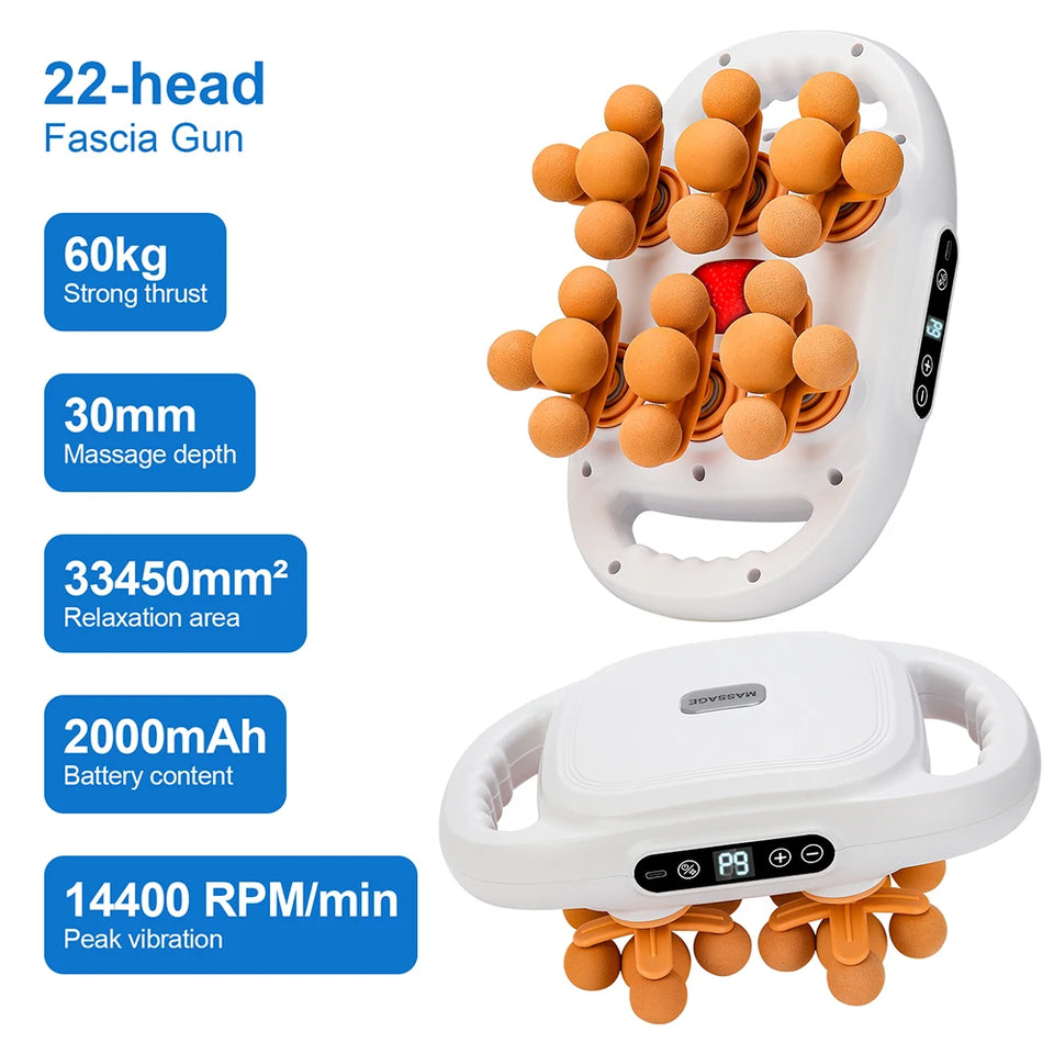 42-Head Fascia Massage Gun – High-Frequency Muscle Massager for Back, Neck, Shoulder & Waist Relief