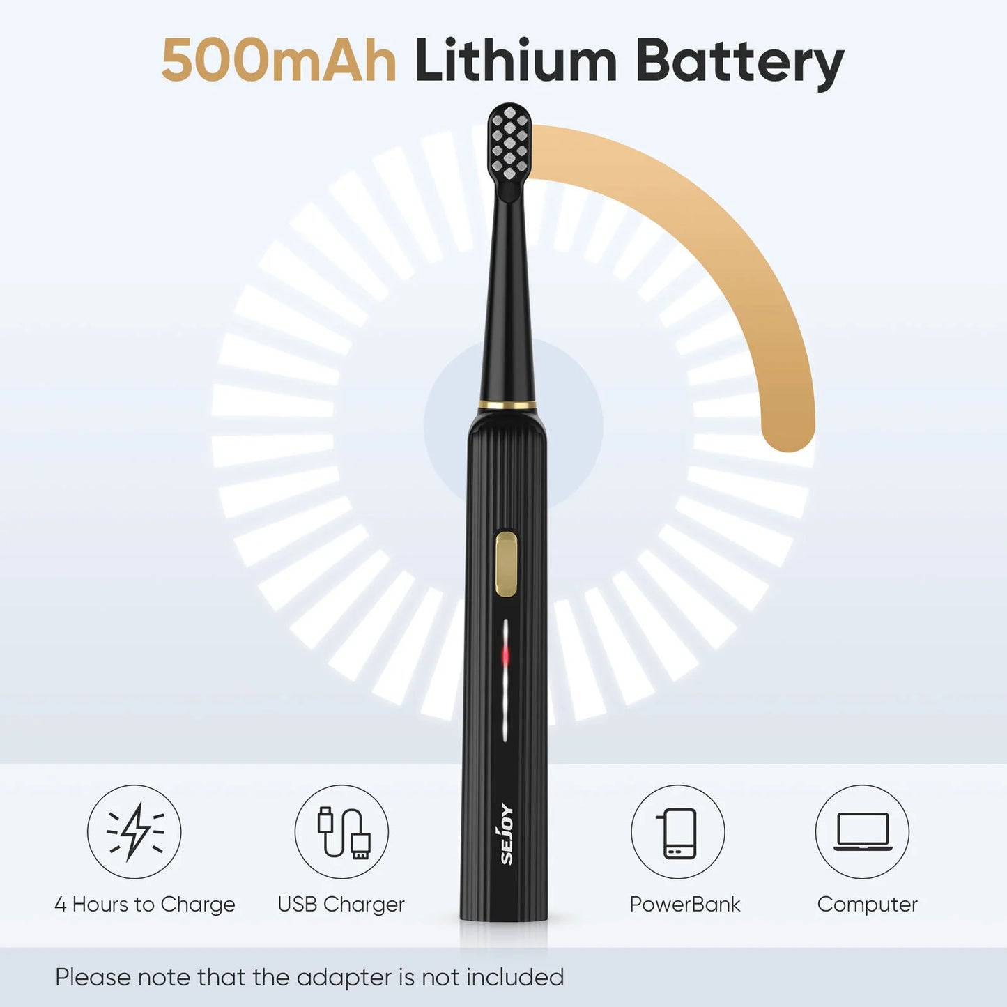 SEJOY Sonic Electric Toothbrush – Smart Rechargeable Toothbrush with 3 Modes, IPX7 Waterproof, for Deep Oral Cleaning