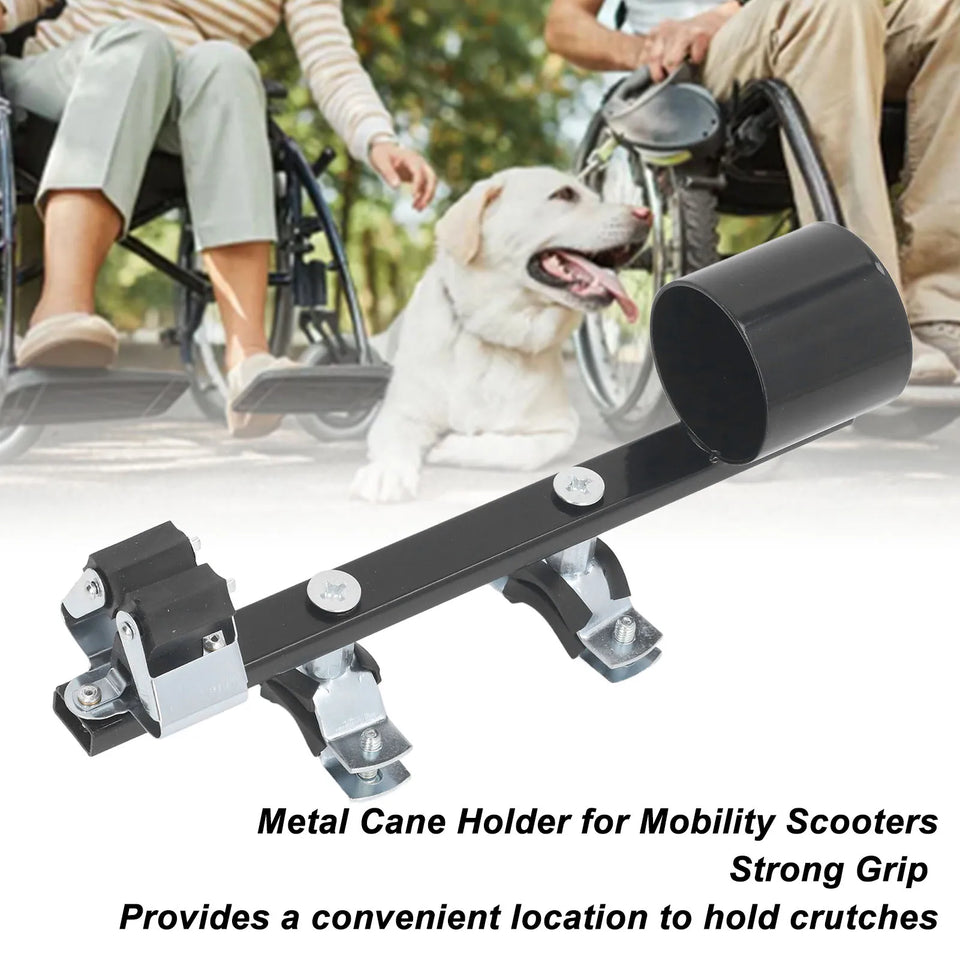 Universal Aluminum Cane Holder for Wheelchairs & Mobility Scooters – Walking Stick Support for Seniors