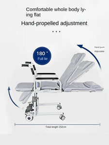 2-in-1 Bed Fold Chair with Hydraulic Lift – Paralyzed & Disabled Elderly Nursing Transfer Chair with Walker Support