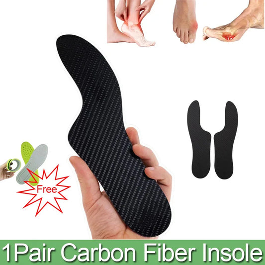 1 Pair Carbon Fiber 3K Plate Insoles – Support for Morton's Toe, Turf Toe, Hallux Rigidus, Arthritis & Limitus – Running & Hiking