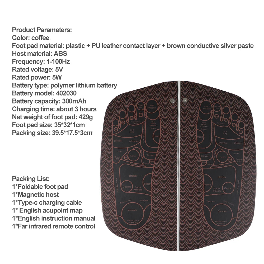 JianYouCare EMS Foot Massager Pad – USB Rechargeable Muscle Stimulator with Remote Control for Blood Circulation & Acupoint Massage