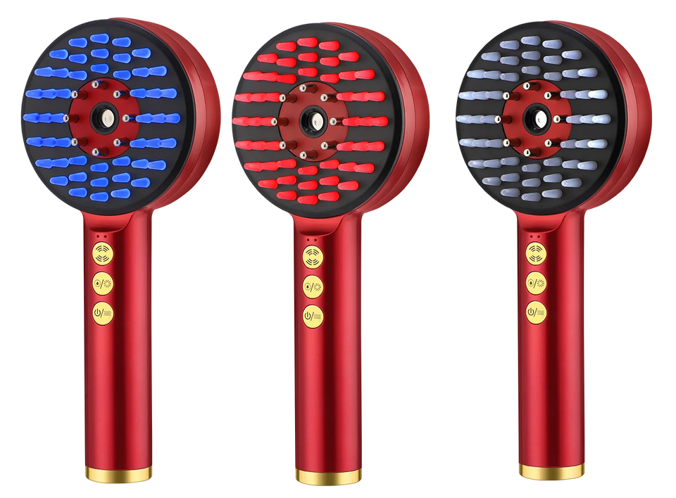 Electric Microcurrent Spray Massage Comb Red Blue LED Hair Follicle Comb Scalp Nano Atomized Head Massager Hair Growth Anti Loss