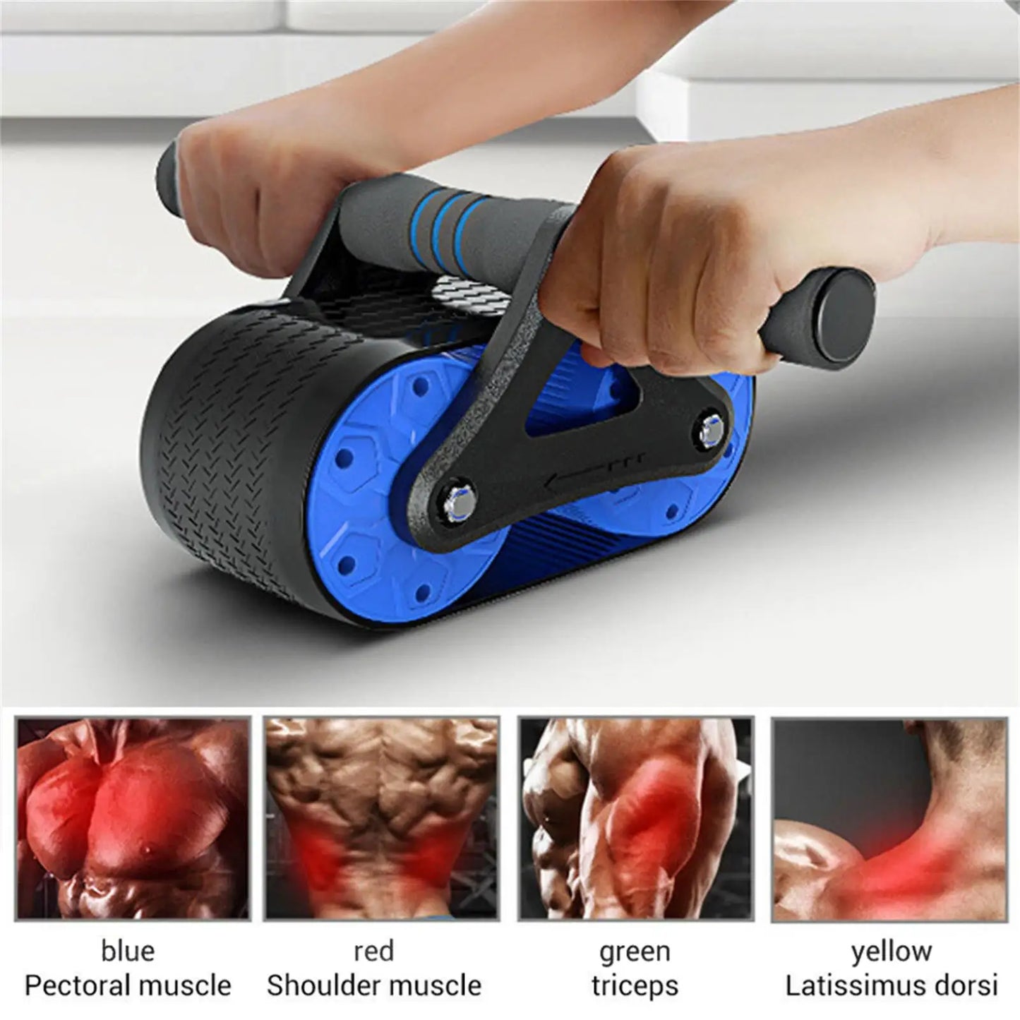 Blue Springback Abdominal Roller Wheel – Silent Push-Up & Core Training Fitness Equipment
