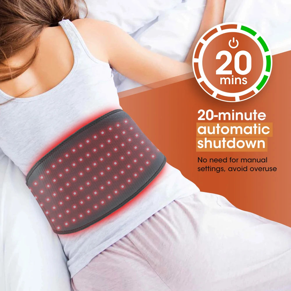LED Red Light Therapy Waist Belt – 120 LEDs with 660nm & 850nm Near Infrared for Pain Relief & Muscle Recovery