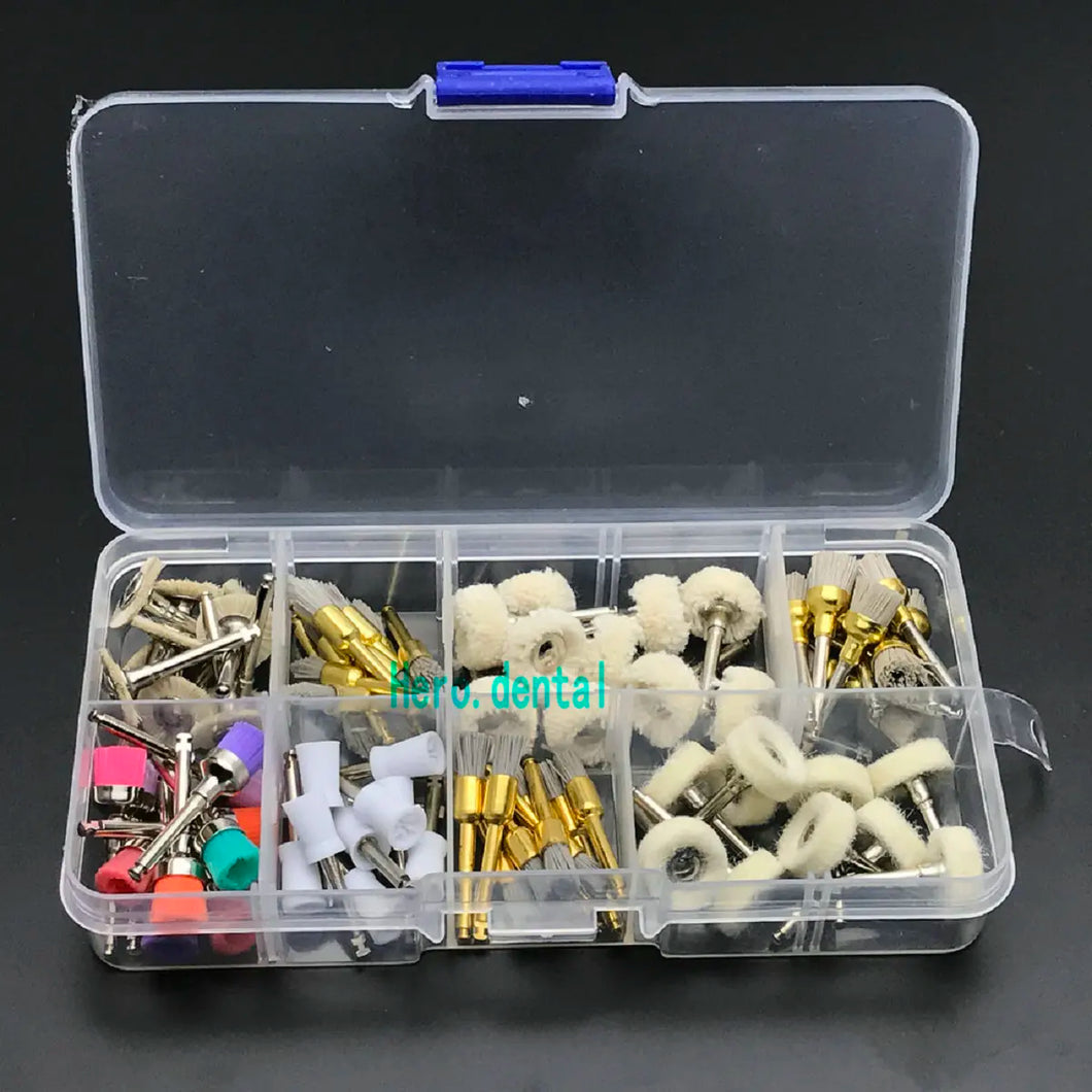 80PCS Dental Prophy Polishing Brush Cups – Alumina, Nylon, Cotton Wool, and Felt Wheels for Professional Dental Cleaning