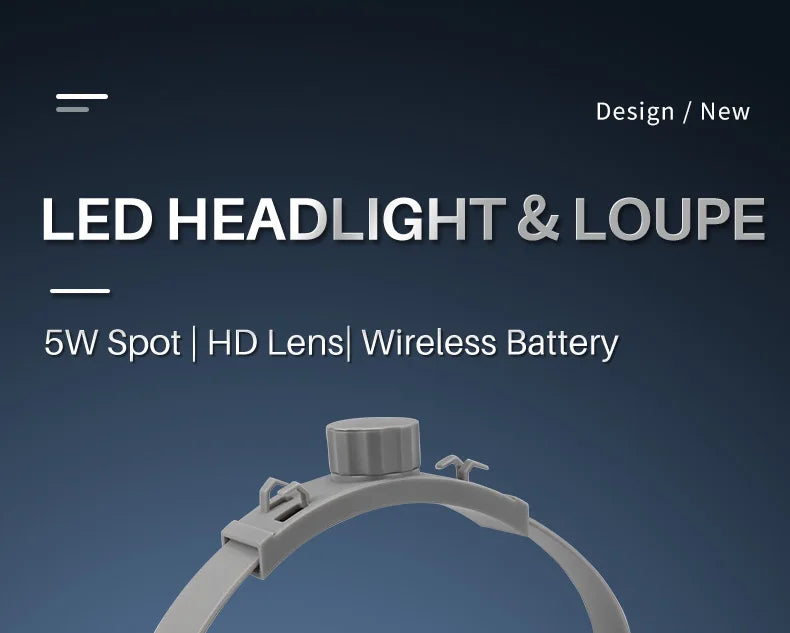 Dental Surgical Loupes with LED Headlight – 2.5X/3.5X Binocular Magnifier with Adjustable 5W Lamp