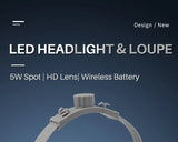 Dental Surgical Loupes with LED Headlight – 2.5X/3.5X Binocular Magnifier with Adjustable 5W Lamp